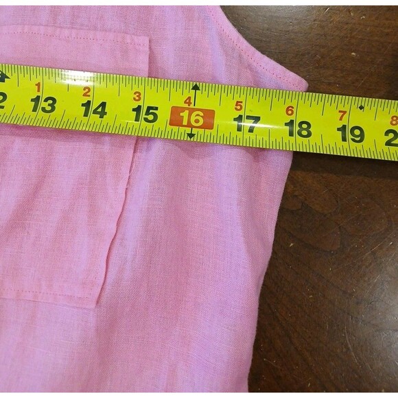Theory Womens Linen Top Tank Medium Bright Pink Pockets Button Up Hidden Placket - Picture 8 of 12